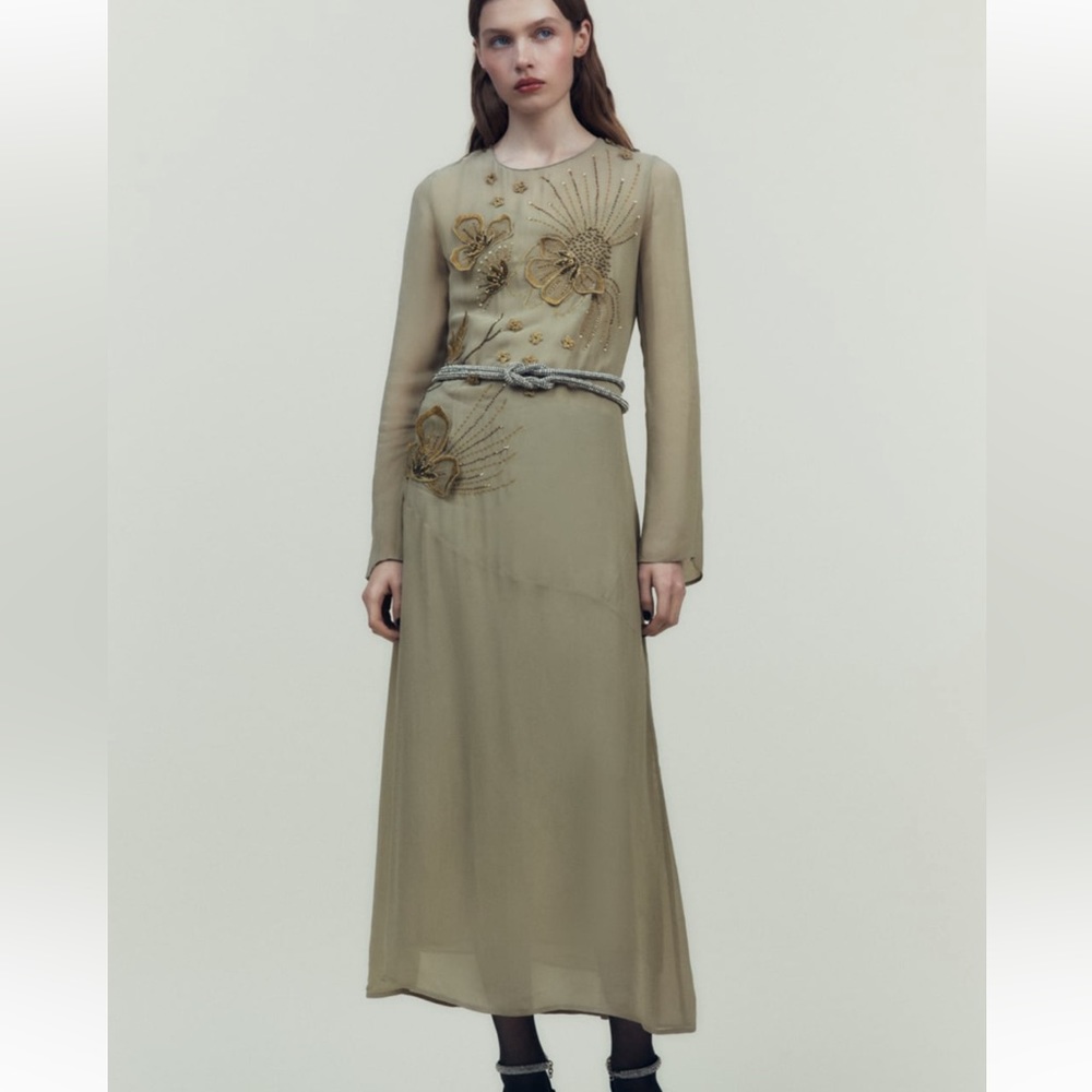 Zara embroidered sequin dress